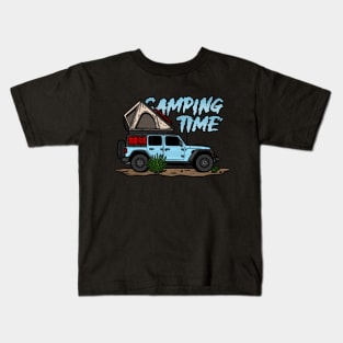 Jeep Design Camping Time - Light Blue Kids T-Shirt